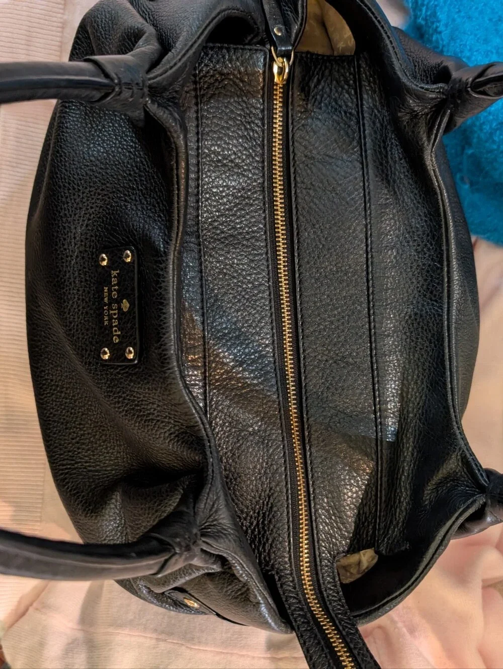 kate spade Black Pebbled Leather 